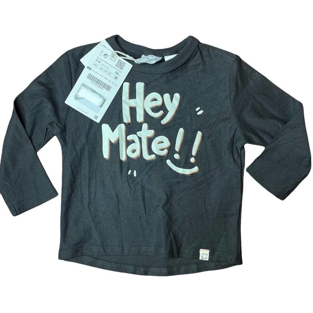 Zara Baby ‘Hey Mate’ Long Sleeve Shirt Size 3-6 Months New / NWT